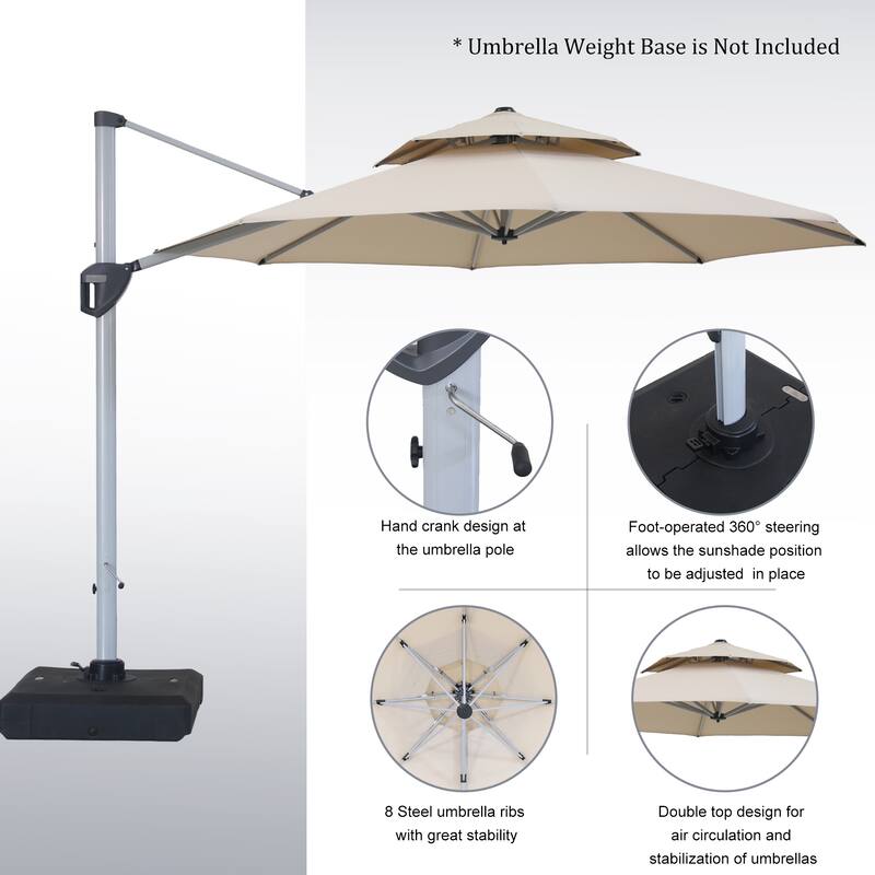 Clihome 11ft Patio Cantilever Octagonal Outdoor Umbrella With Umbrella Cover