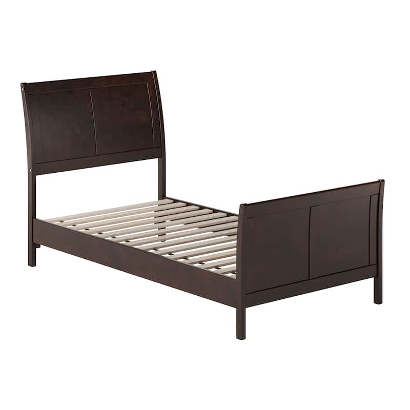 Valencia Solid Wood Low Profile Sleigh Platform Bed with Matching Footboard