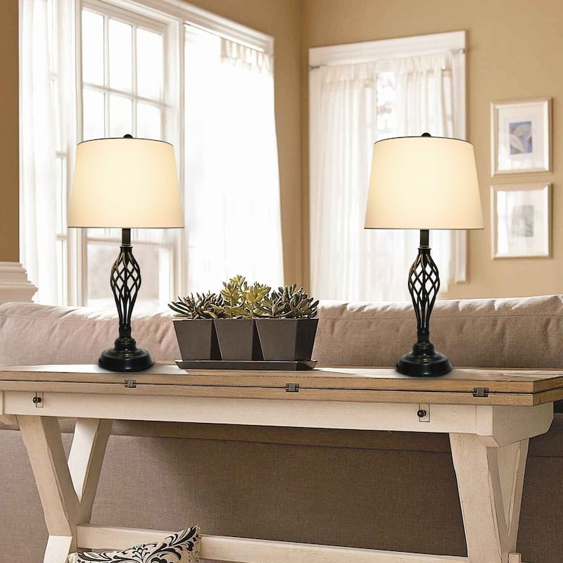 CO-Z 26" Bronze Farmhouse Table Lamps Bedroom Lamps Set of 2 - W12" x H26"
