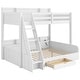 preview thumbnail 32 of 30, Wooden Bunk Bed Twin over Full Bunk Bed with 6 Up and Down Storage Shelves, LED, Charging Station, Stairs and Bottom Drawer