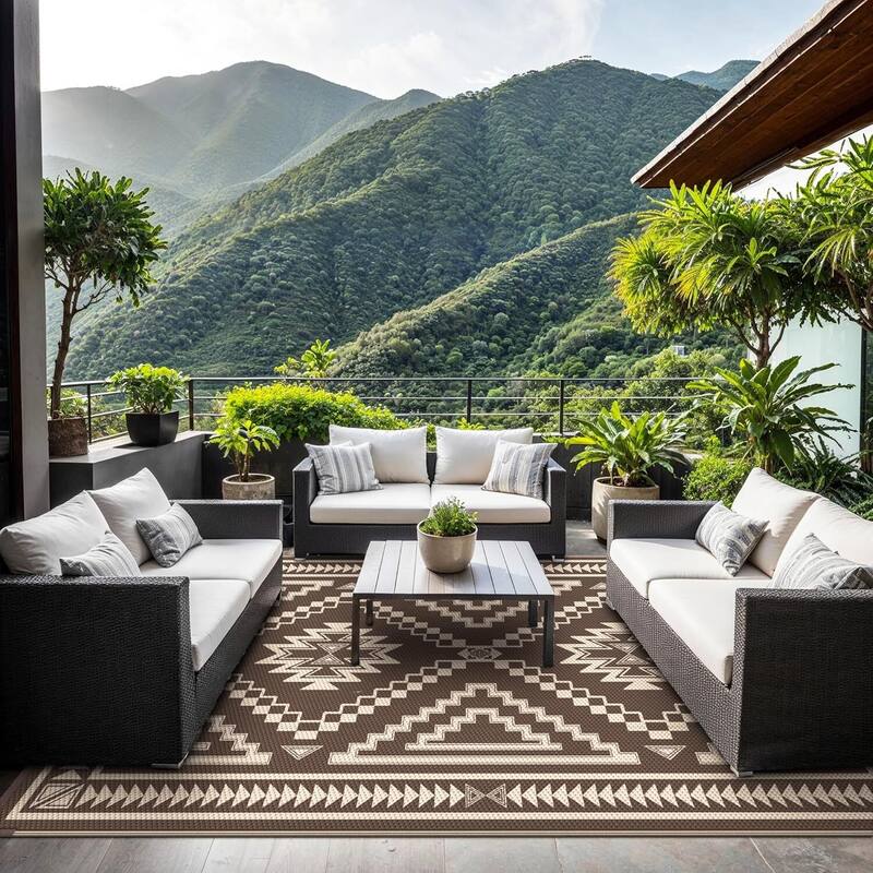 Mcow Geo Harmony Reversible Woven Waterproof Outdoor Area Rug