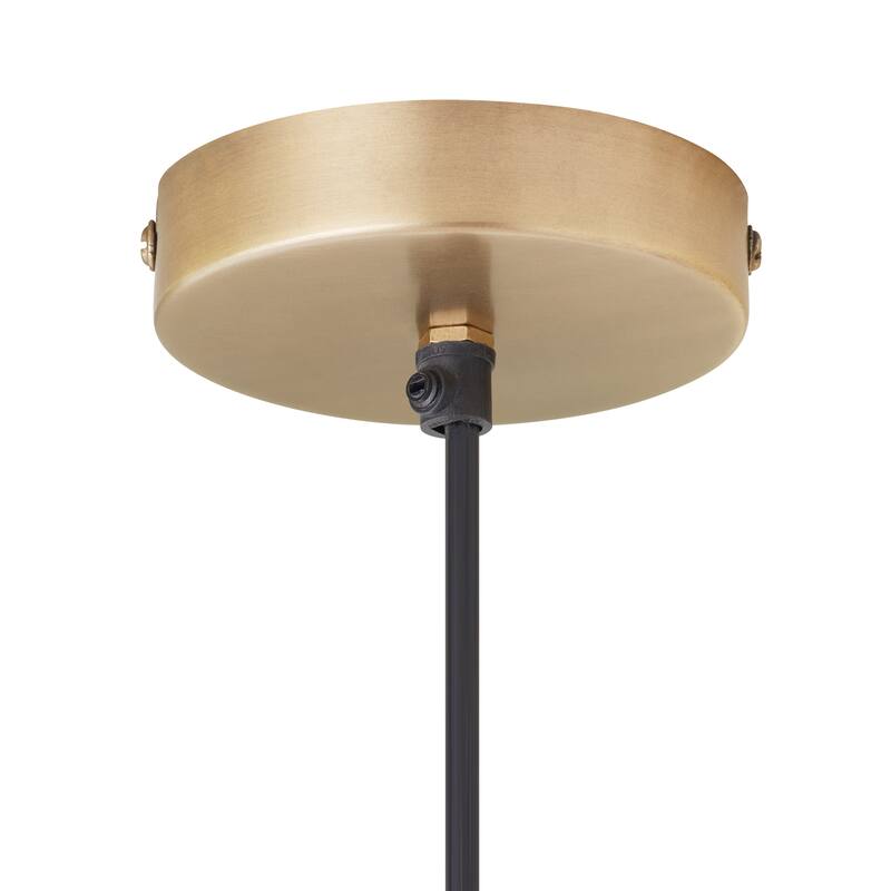 Sydney River of Goods Gold Metal and Amber Hand Blown Glass 5-Inch Pendant Light with Adjustable Hanging Cord - 5" x 5" x 62"