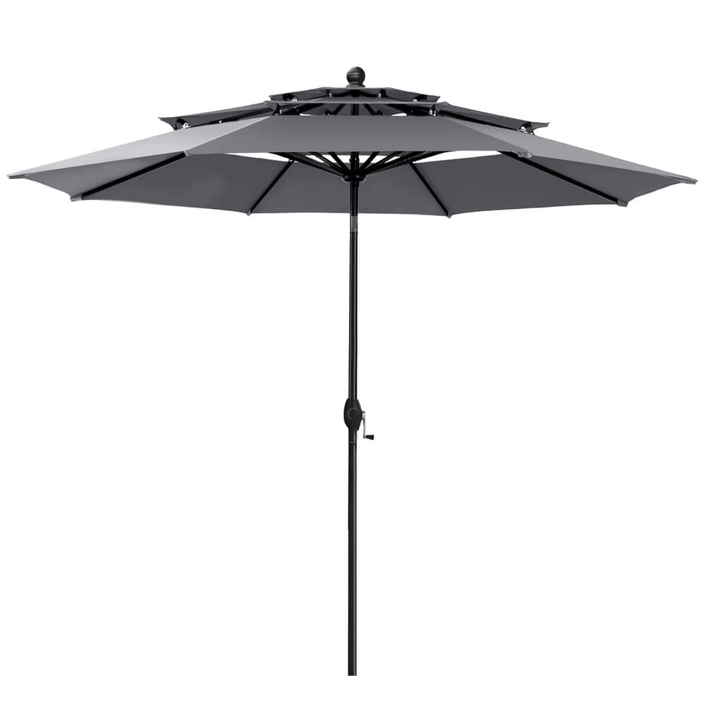 MAISON ARTS 10ft 3 Tiers Vented Patio Outdoor Umbrella with Auto-tilt and Crank Lift