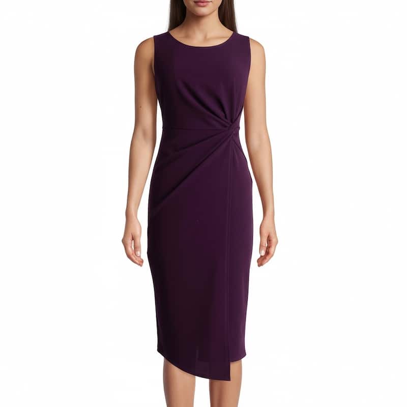 Connected Apparel Cap Sleeve Solid Mid-Length Dress