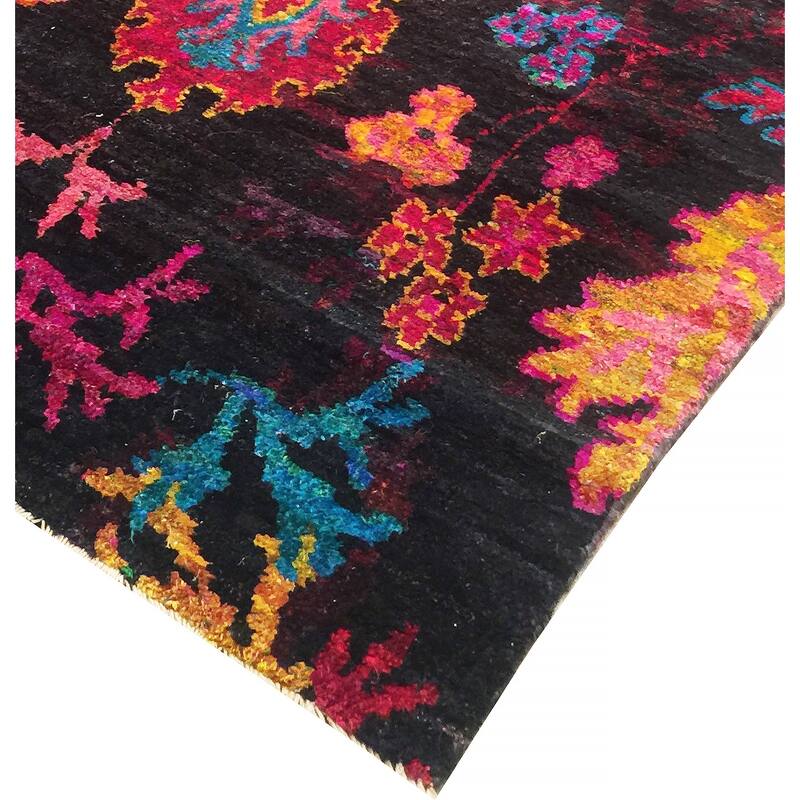 Pasargad Home Ikat Collection HandKnotted Sari Silk Area Rug 6' 7" X