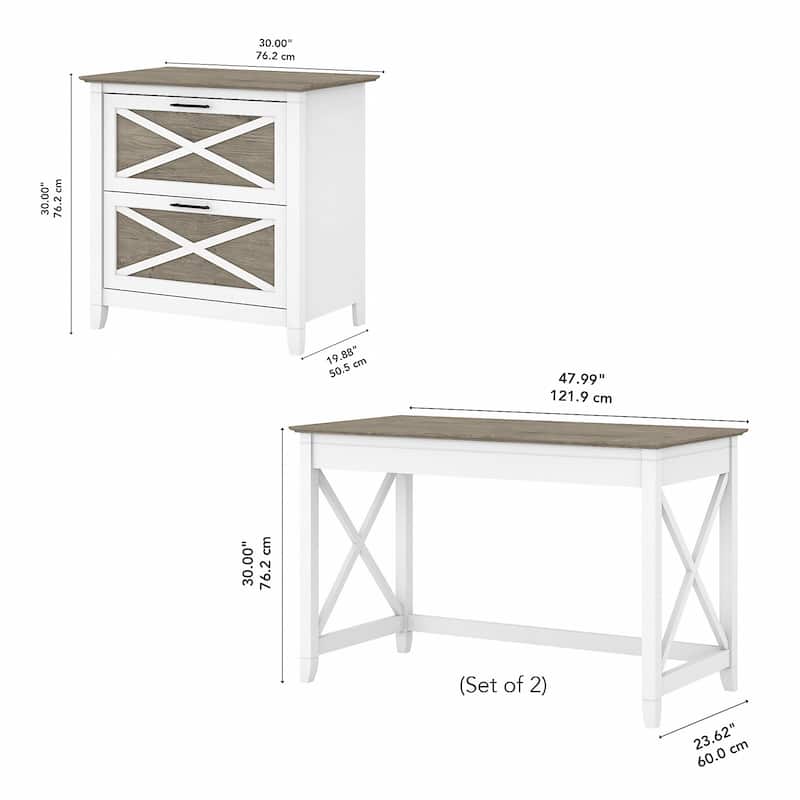 Key West 2 Person Desk Set with Lateral File Cabinet by Bush Furniture
