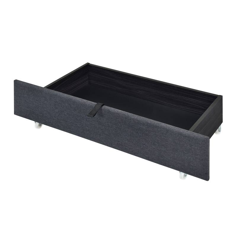 Queen Size Upholstered Platform Bed with LED Frame,with Twin XL Size Trundle