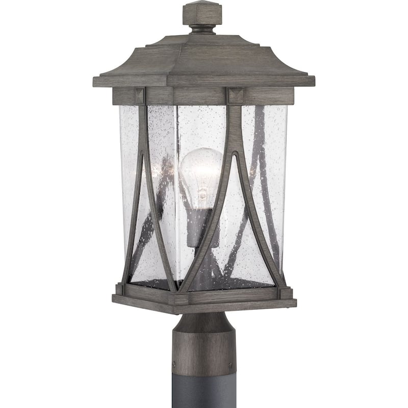 Abbott Collection Aluminum/ Seeded Glass 1-Light Post Lantern - 22.250" x 11.000" x 11.120" - 22.250" x 11.000" x 11.120"