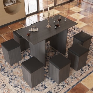Simple living 5 piece baxter dining set with shop storage ottomans