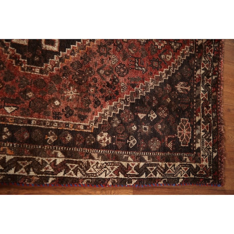 Tribal Shiraz Persian Vintage Area Rug Hand-knotted Wool Carpet - 3'9"x 5'0"