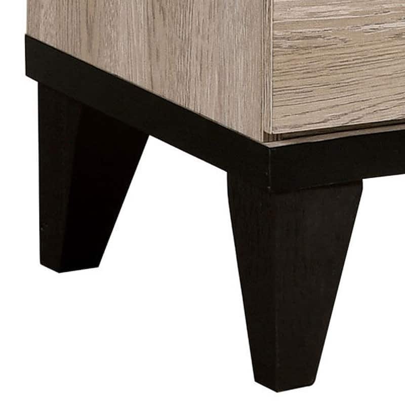 Cream 2 Drawer 15.35 in. W Nightstand with Angled Legs
