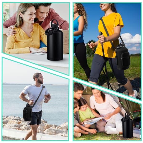 128OZ Insulated Water-Bottles with Strap, 1 Gallon Water Jug w/Straw &  Spout Lid, Stainless Steel Water Bottle, Cold-48h Hot-24h - Bed Bath &  Beyond - 39701240