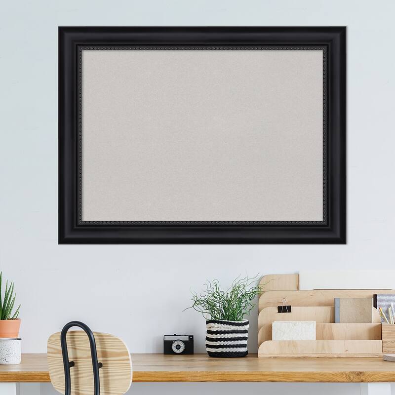 Astor Black Framed Grey Corkboard Bulletin Board, Organization Board, Pin Board