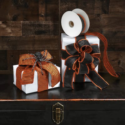 2.5"X10Y Dupion With Stripe Ribbon