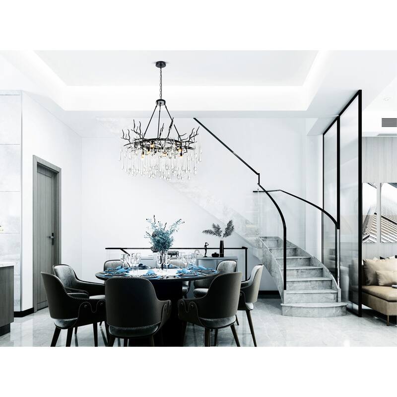Anita 12 Light Chandelier With Black Finish