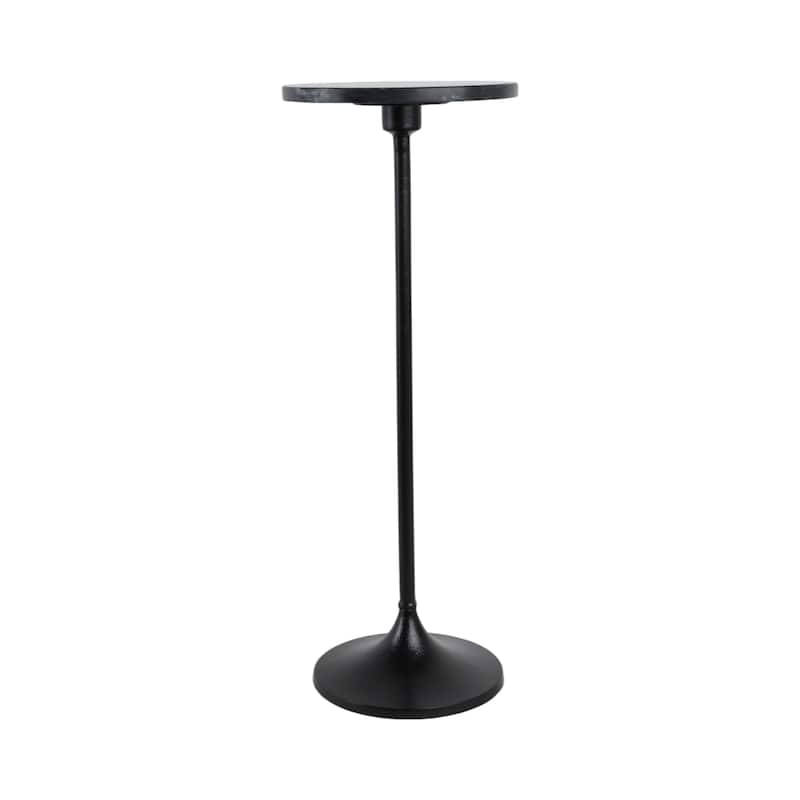 Metal Base Marble Top Modern Glam Accent Table Round Silhouette