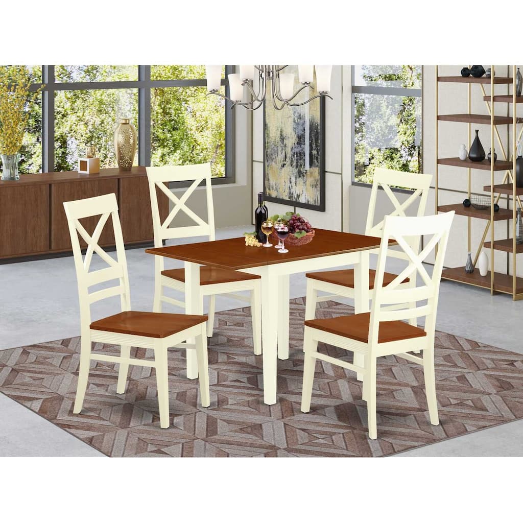 5-Piece Buttermilk and Cherry Solid Wood Top - Dining Room Set - (Seats-4)