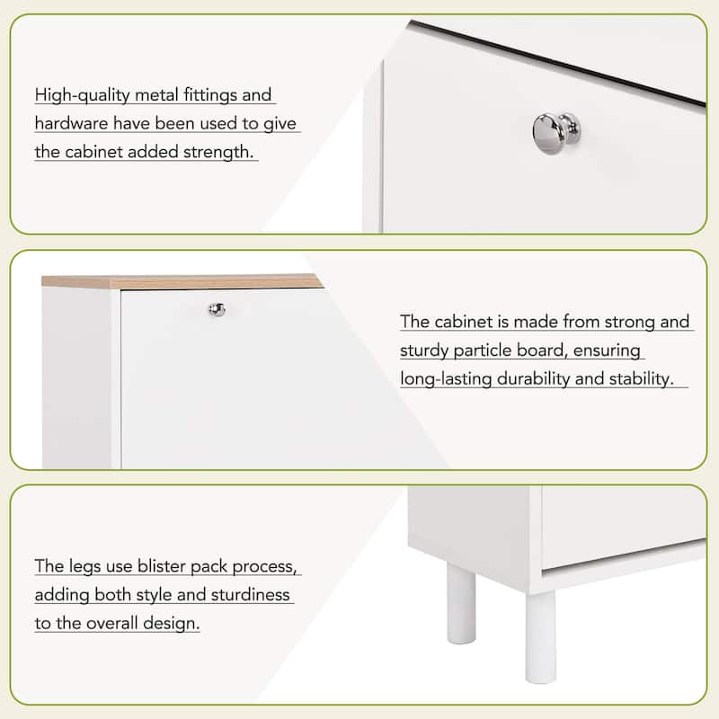 Tipping Bucket Shoe Cabinet, Hidden Shoe Storage Cabinet, Entryway Organizer with Adjustable Panel, 3 Flip Drawers & 3 Hooks