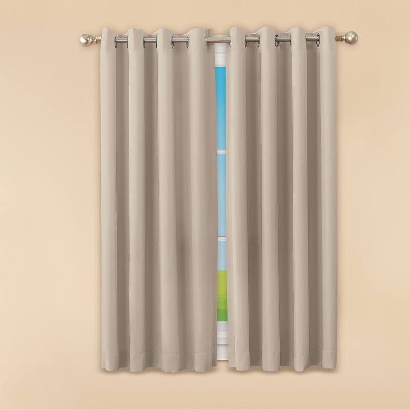 Madison Room Darkening Energy-Saving Curtain Panel - Stone - 54" x 63" - 63 Inches