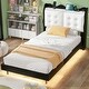 preview thumbnail 3 of 11, Low Profile Platform Bed with Upholstered Backrest Headboard, Twin