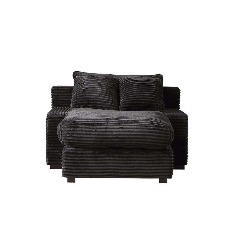 Corduroy Convertible Chair Bed with Removable Back Cushions and 350lb Capacity