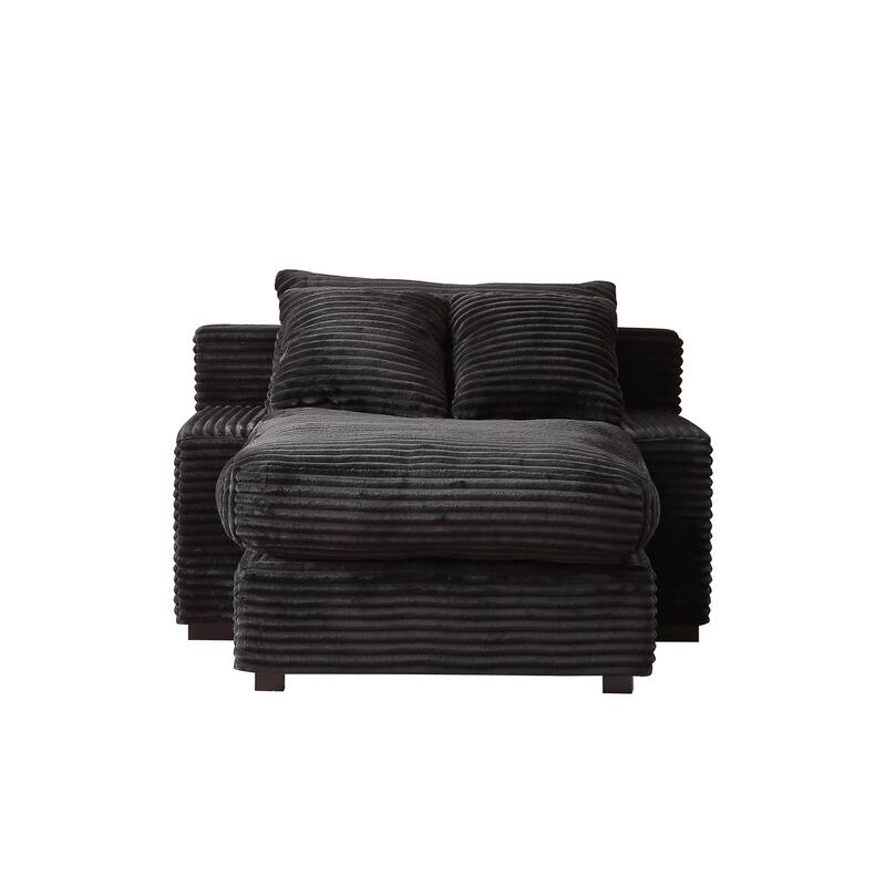 Corduroy Upholstered Lounge Chair with Storage Ottoman, Modern Leisure Sofa Chair, Chaise Reading Chair for Living Room, Bedroom