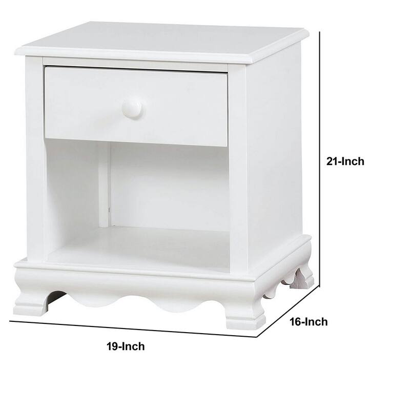 White 1 Drawer 19 in. W Nightstand with Sturdy Hardware and Ample Storage