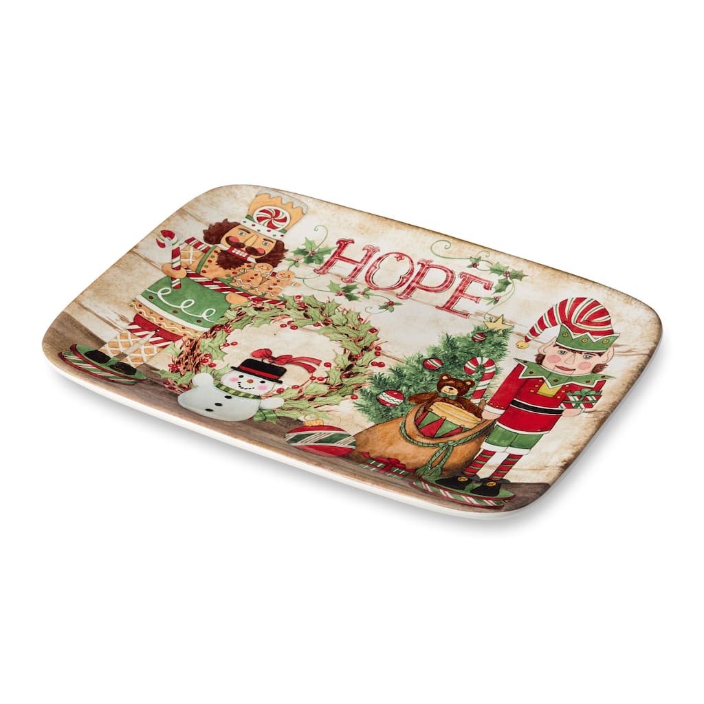 Certifed International Nutcracker Parade Rectangular Platter 14' x 10" - 14 L x 10 W x 1.125 H