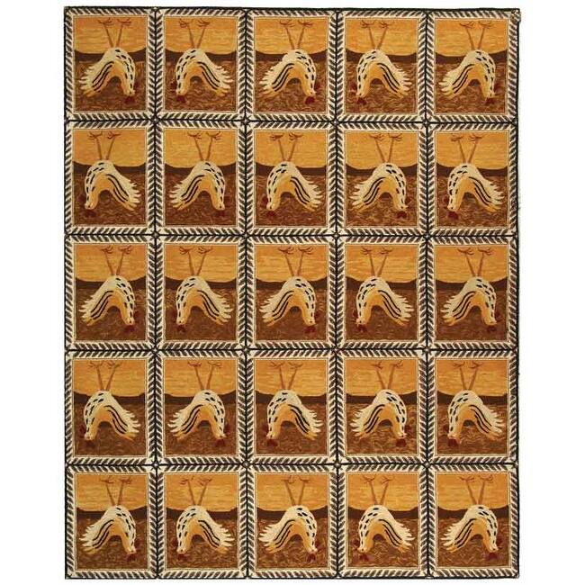 SAFAVIEH Handmade Chelsea Shawnee French Country Wool Rug - 6' x 9' - Gold - Rectangle