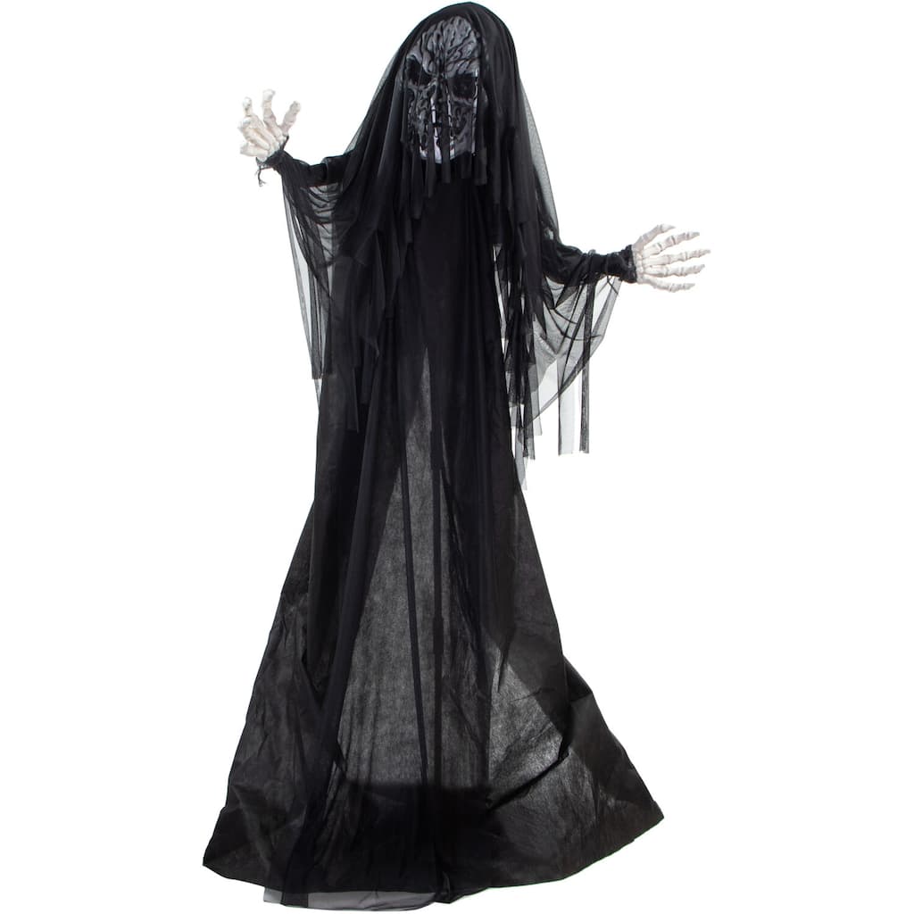Haunted Hill Farm 5-Ft. Shakey the Animated Reaching Reaper, Indoor or Covered Outdoor Halloween Decoration, Battery Operated