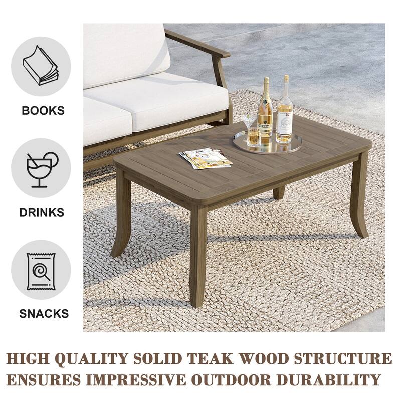 Patio Teak Wood Outdoor Rectangle Coffee Table