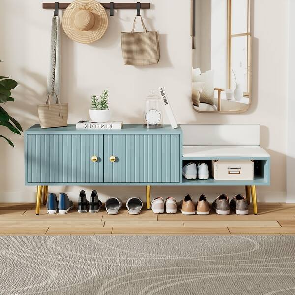 Modern Shoe Storage Cabinet with Hidden Storage and Upholstered