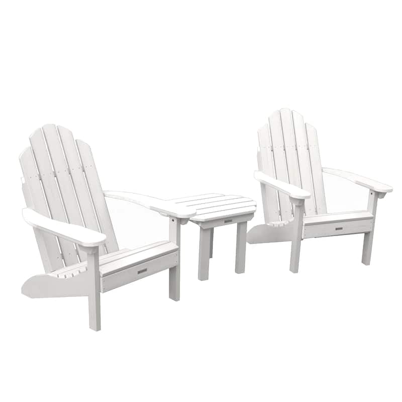 2 Classic Westport Adirondack Chairs and Side Table - White