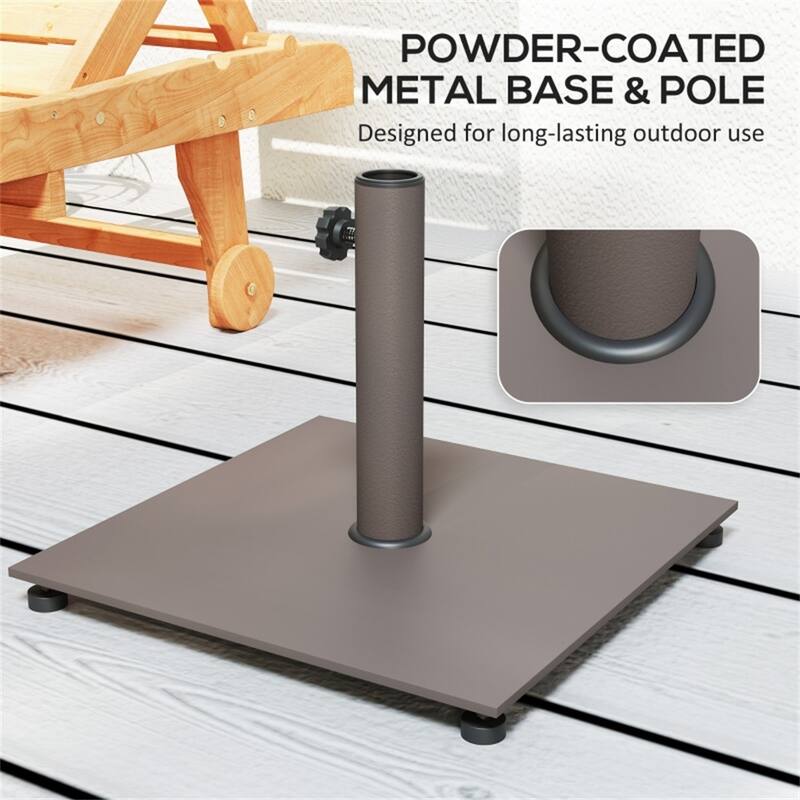 Metal Umbrella Base for Outdoor Patio Garden Deck Poolside Fits 1.5 and 1.9 Inch Poles Brown Weather-Resistant