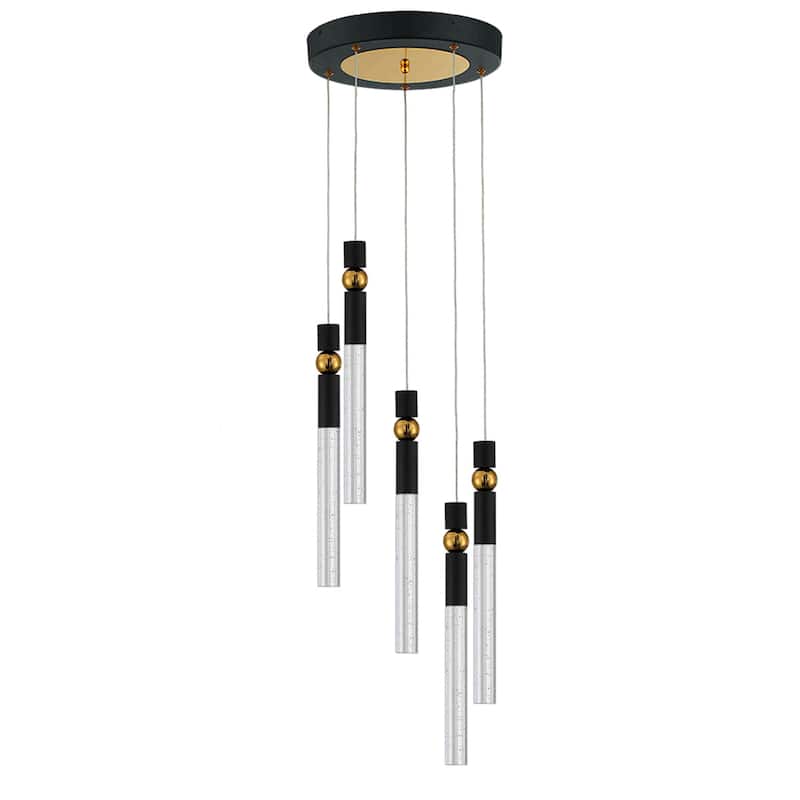 5-Light LED Crystal Pendant Light Fixture for Kitchen Island
