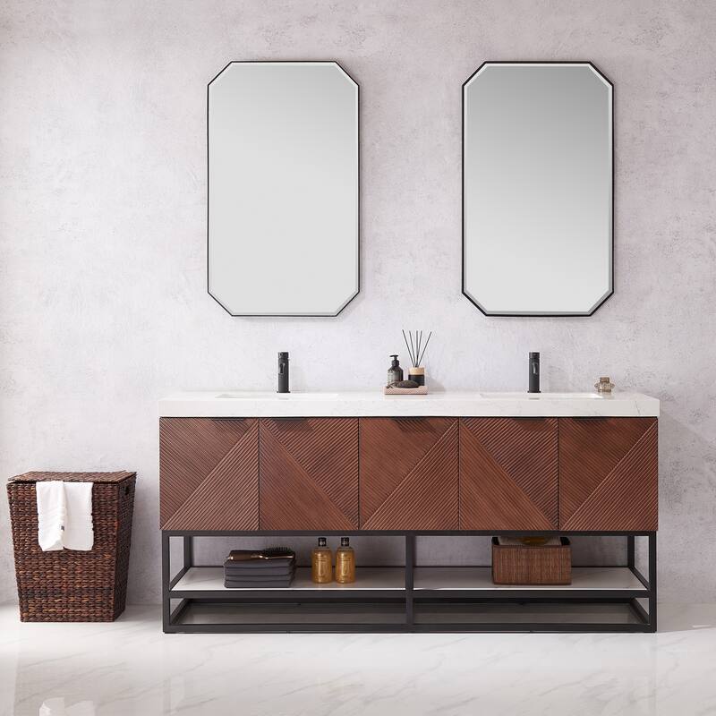 Mahon Double Bath Vanity with Composite Stone Top and Mirror