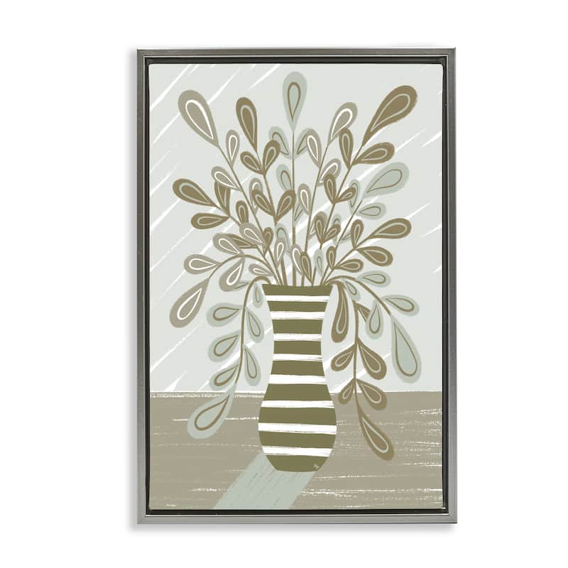 Stupell Muted Minimal Foliage Bouquet Framed Floater Canvas Wall Art Design By Martina Pavlova - 21 x 31 - Grey