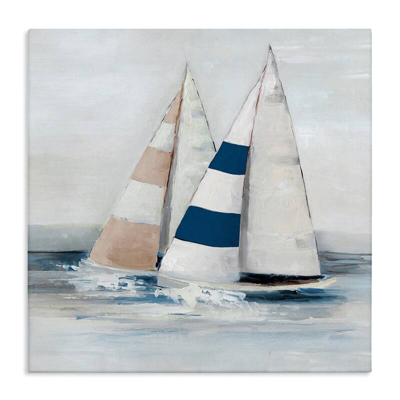 Stupell Striped Sailboat Duo Canvas Wall Art Design By Sally Swatland - 36 x 36