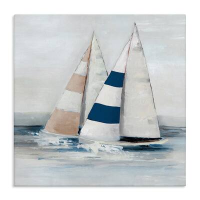 Stupell Striped Sailboat Duo Canvas Wall Art Design By Sally Swatland