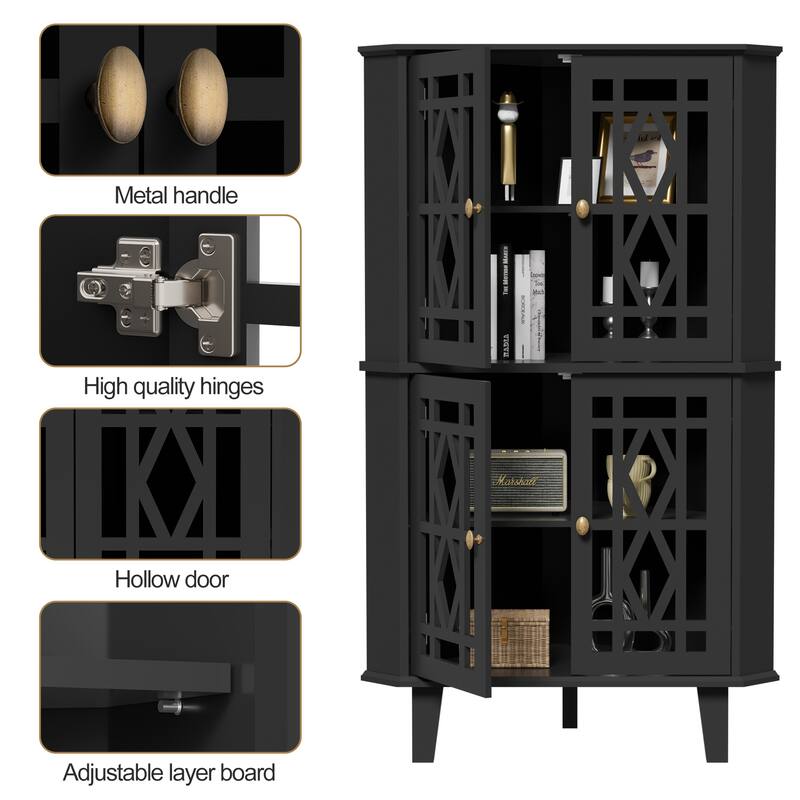 Corner Sideboard Cabinet Free-Standing Corner Storage Organizer