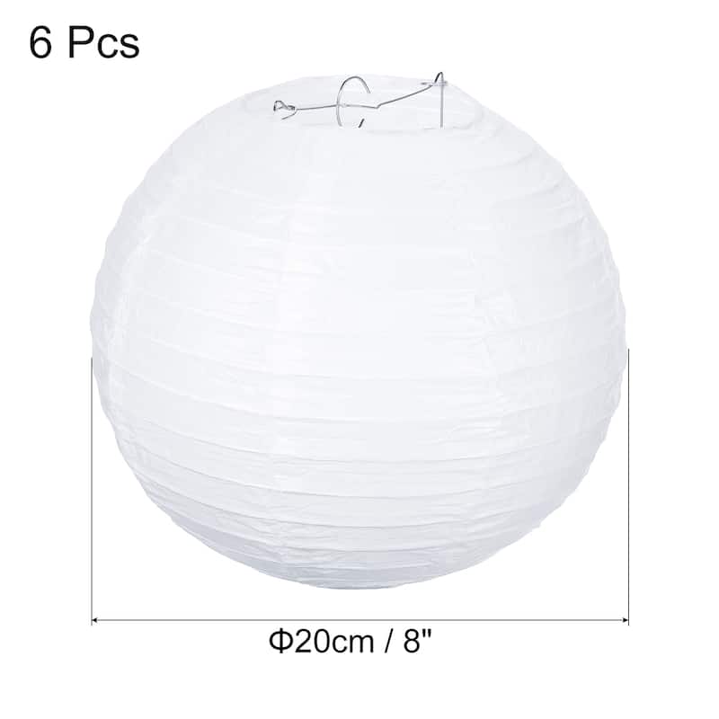 6pcs 8 Inch Folding Hanging Paper Lanterns for Wedding Home Party - White