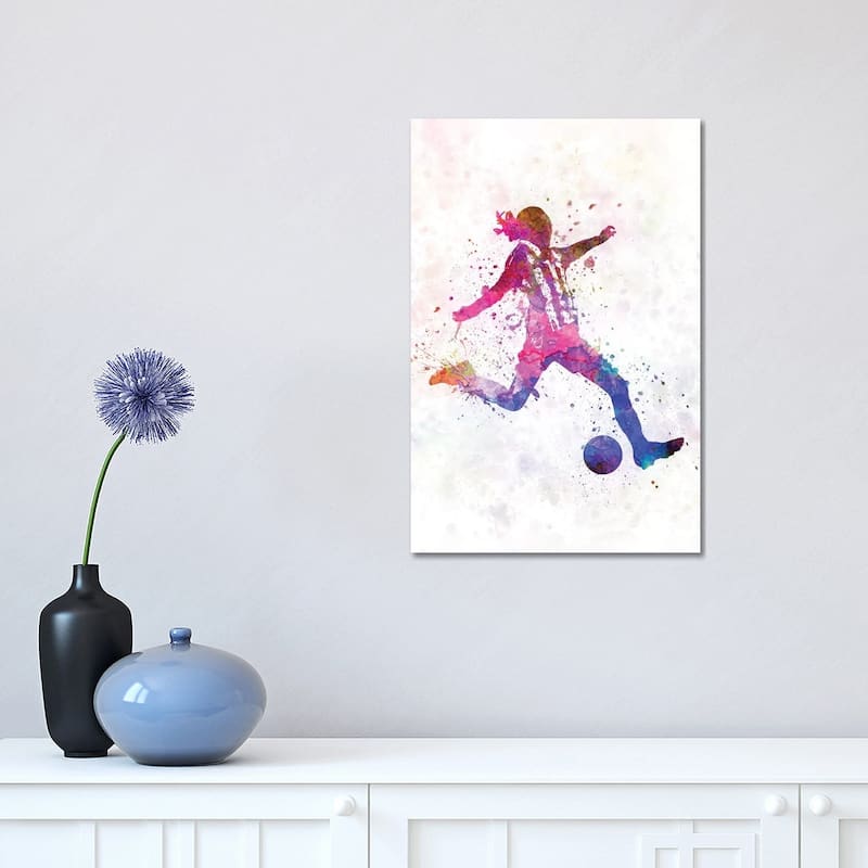 iCanvas "Girl Playing Soccer Silhouette IV" by Paul Rommer Canvas Print - 18x12x1.5