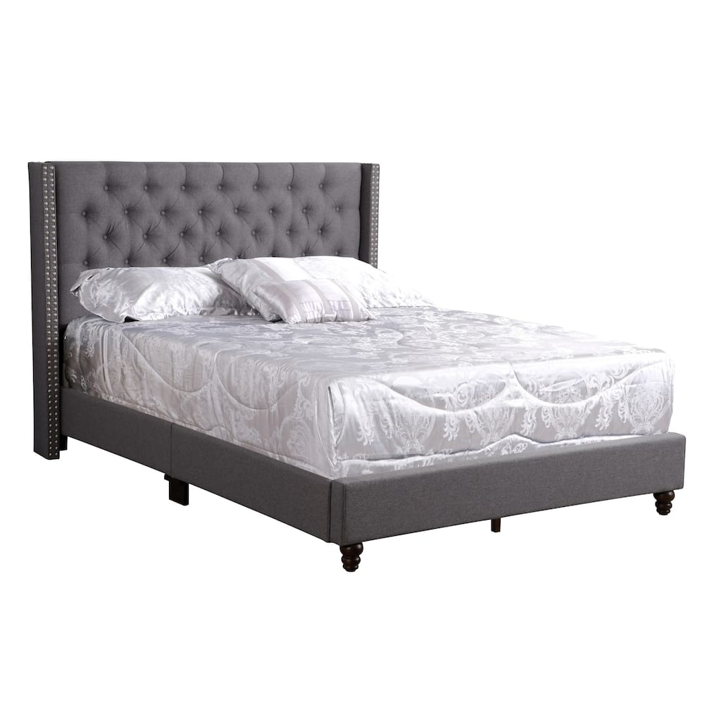 Tufted Upholstered Panel Queen Bed - 86" - Gray