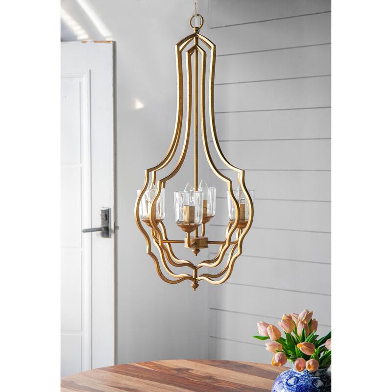 4 - Light Metal Chandelier, Hanging Light Fixture with Adjustable Chain, Bulb Not Included