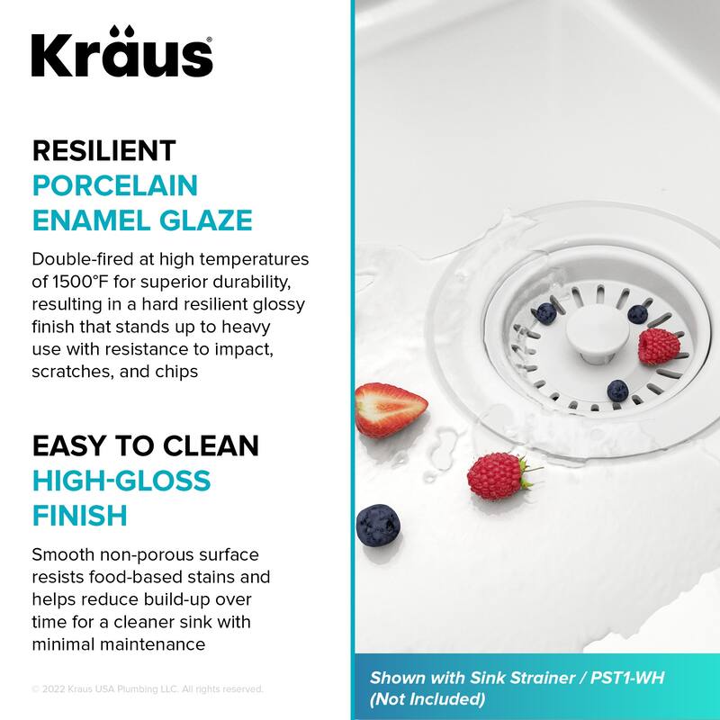 KRAUS Pintura Porcelain Enameled Steel Undermount Kitchen Sink