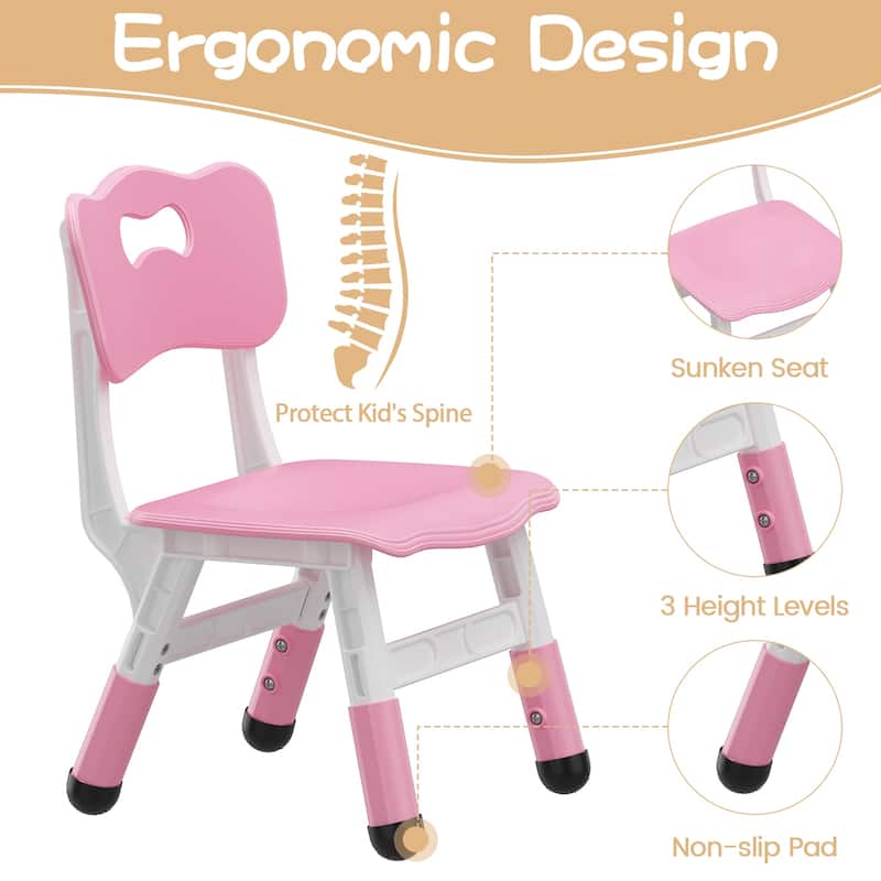 Kids Table and Chair Set with Storage Height Adjustable For Toddler ...