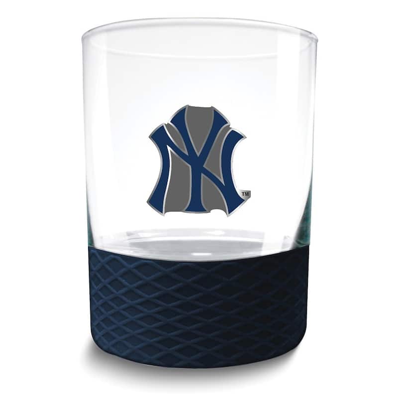 MLB New York Yankees Commissioner 14 Oz. Rocks Glass with Silicone Base