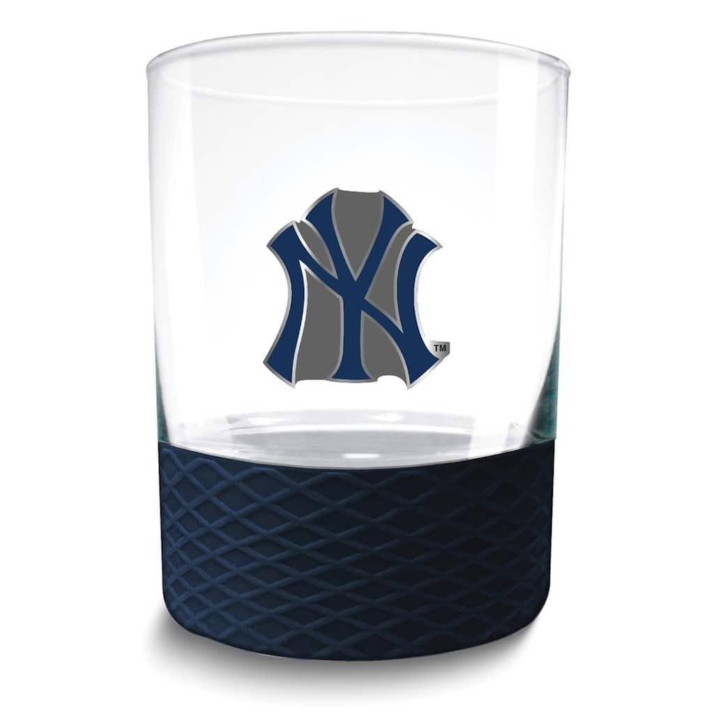 MLB New York Yankees Commissioner 14 Oz. Rocks Glass with Silicone Base