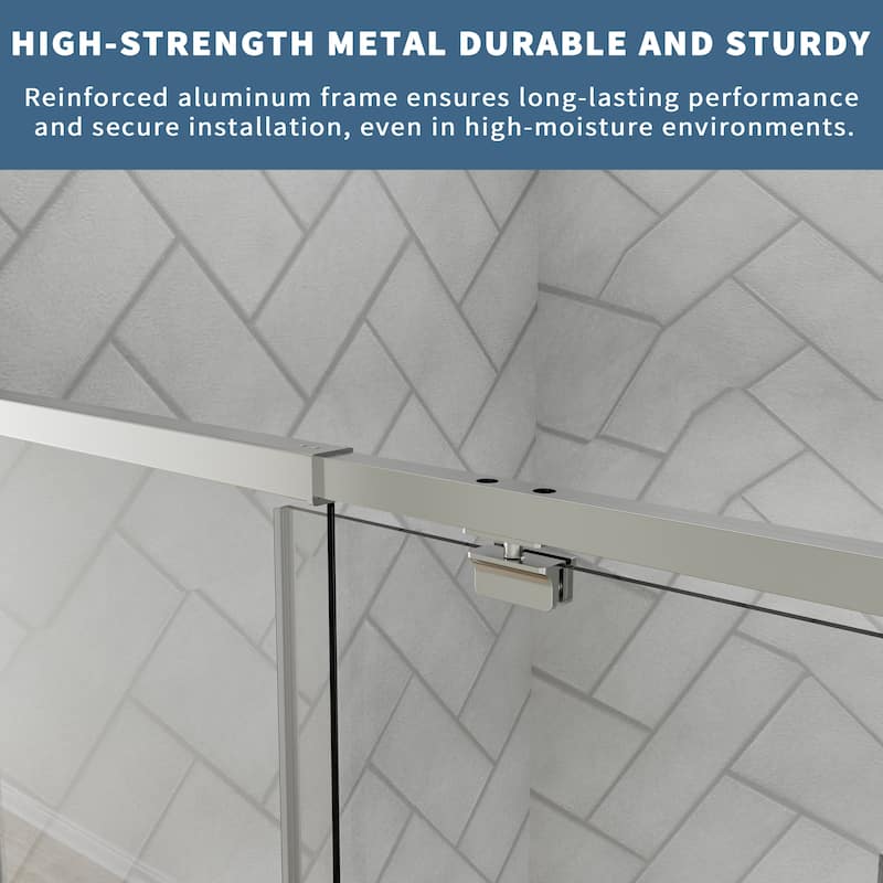 56-60" Bathtub Pivot Shower Screen Door - 60''x 71''