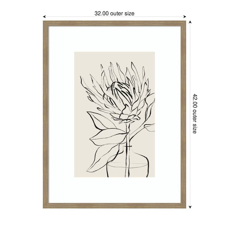 Kate and Laurel SB Protea Sketch No. 1 by Sara Berrenson Framed Wall Art Print
